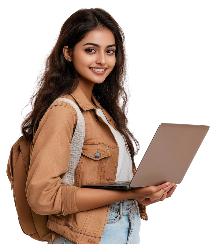 Girl with laptop learning IT
